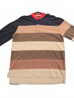 Givenchy PARIS Men's Long Sleeve Striped Polo Shirt LARGE